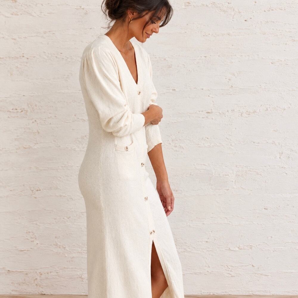 A. Putnam Enza Dress Cream Womens Size XS Minimalist Cashmere Blend Quiet Luxury